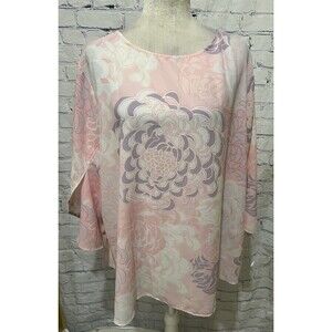 Ruby Rd. Floral Lightweight pink and purple Plus Size Top 2X